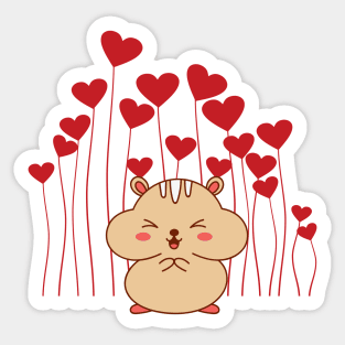 Valentine Hamster Heart balloon Chipmunk Sticker